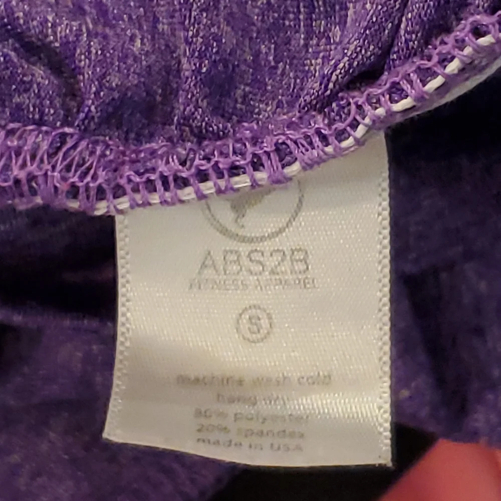 ABS2B Women's‎ Purple High Knee Stripes Scrunch Booty Workout Leggings Small